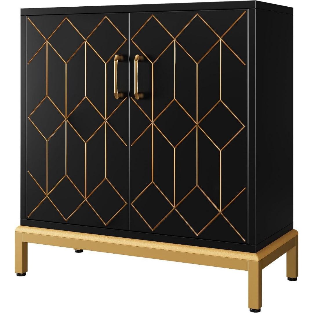 Sideboard mit 2 Tueren, verstellbaren Ablagen und Metallgriffen