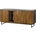 Sideboard aus Samt und Massivholz in Schwarz und Naturbraun