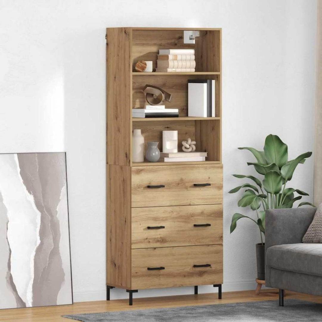 Hochschrank aus Holzwerkstoff in Eichenbraun