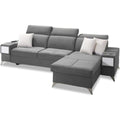 Das Sofa zeigt eine Schlaffunktion in Grau