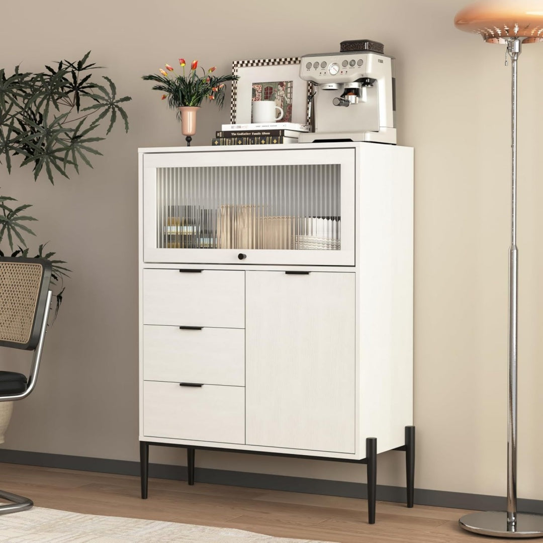 3 Schubladen praegen das Sideboard in Creme
