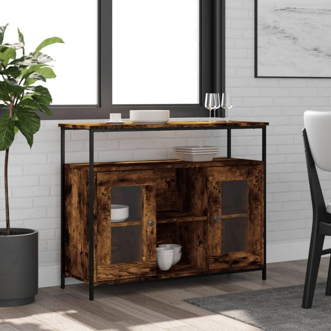 Das Sideboard misst 100 x 35 x 80 cm in Eichenbraun