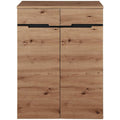 Das Sideboard vereint beschichtete Flaechen mit verstellbaren Ablagen