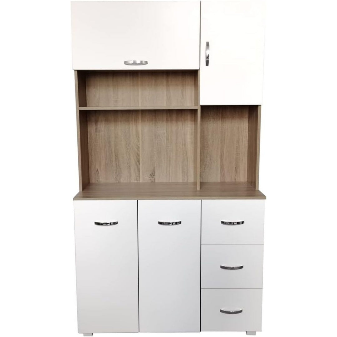 Schubladen praegen das Sideboard in Weiss und Eichenbraun