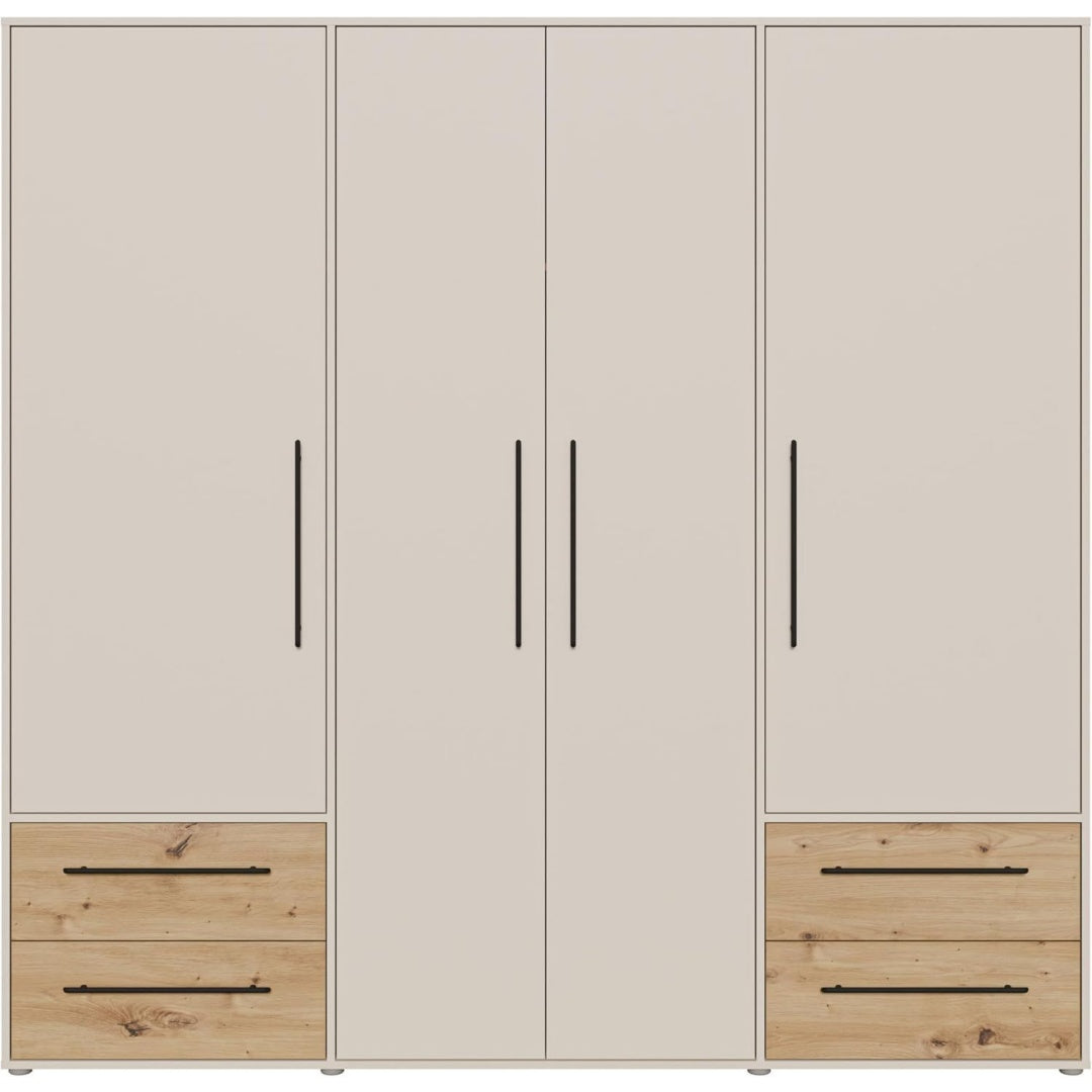 Schubladen praegen den Kleiderschrank in Beige und Braun