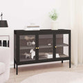 Schubladen an dem Sideboard aus Metall und Glas