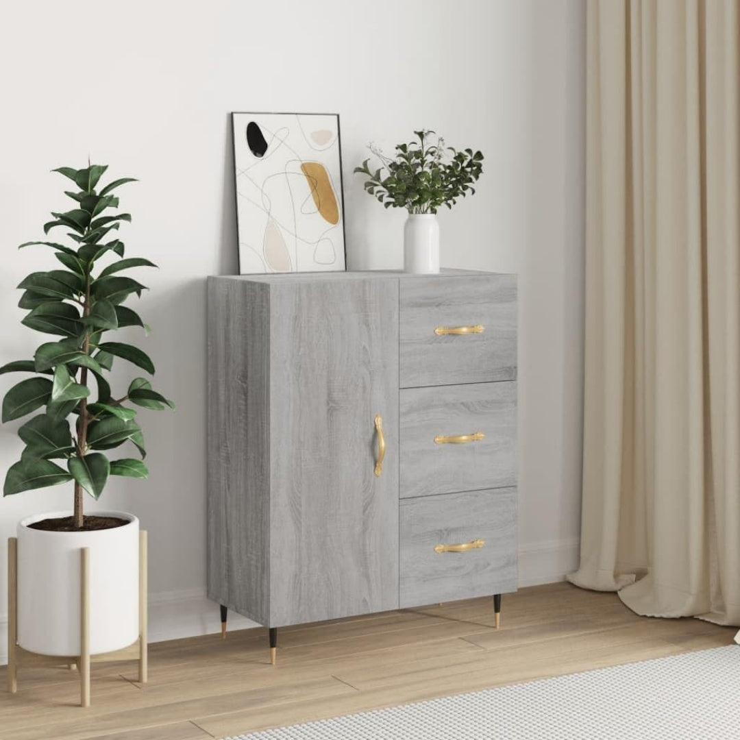 Sideboard verbindet Schubladen und geschlossenen Stauraum mit den Massen 69.5 x 34 x 90 cm