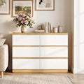 6 Schubladen praegen das Sideboard in Weiss und Naturbraun