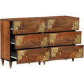 Das Sideboard misst 60 x 33 x 75 cm aus Mangoholz