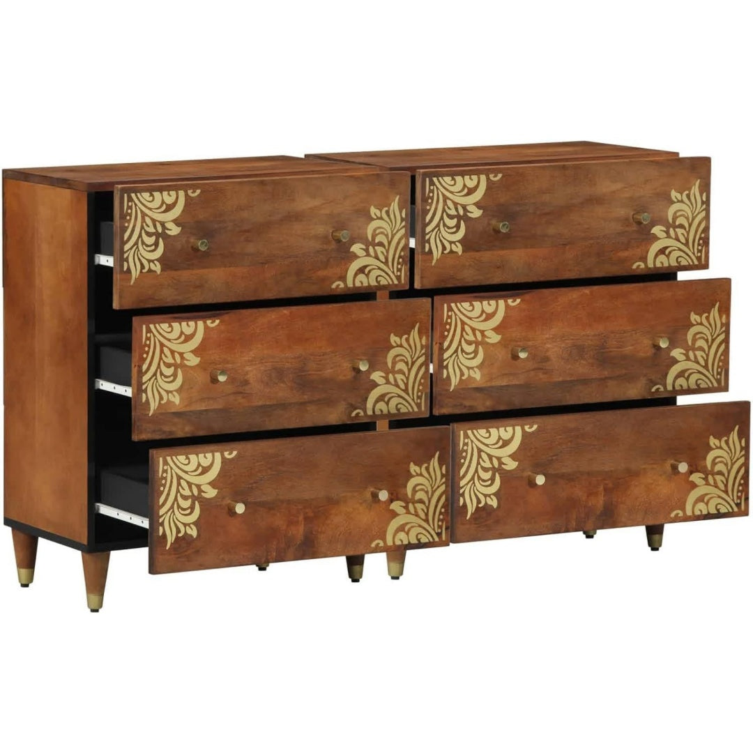 Das Sideboard misst 60 x 33 x 75 cm aus Mangoholz