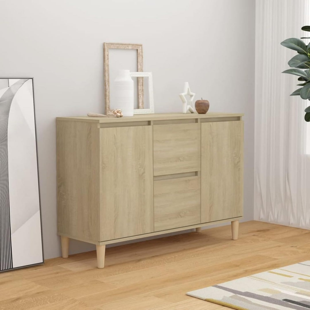 Sideboard mit Holzbeinen, Schubladen und geschlossenem Stauraum