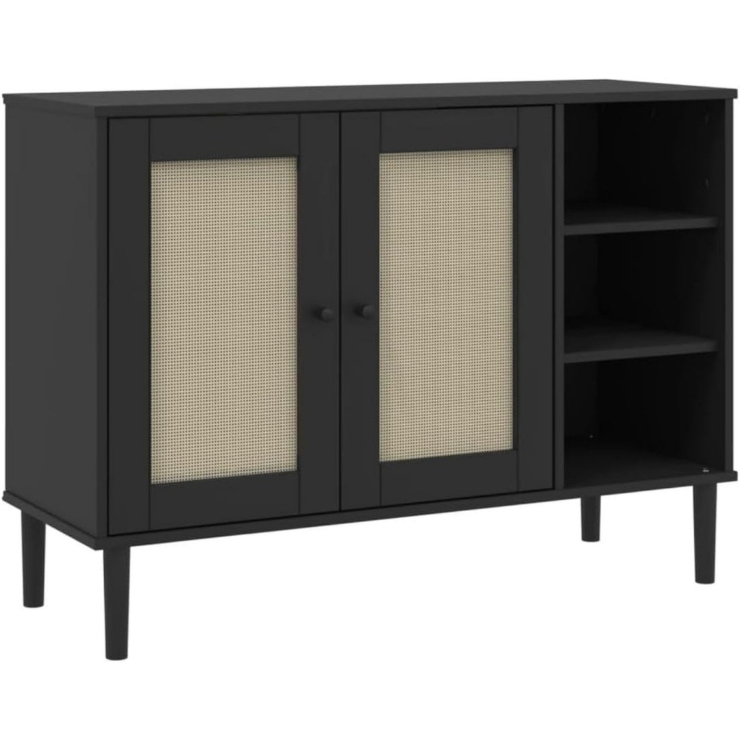 Sideboard verbindet Schubladen und Flechtoptik